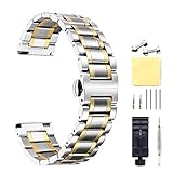 BINLUN Damen Zweifarbiges Edelstahl Uhrenarmband Rosa 16mm BL0003B-5SGG16