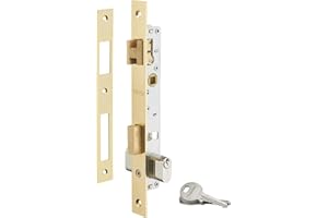 THIRARD - Serrure Encastrable pour Porte d'Entrée avec Cylindre - Axe 14 mm - 3 Clés - Coffre Acier - Têtière Acier Laitonnée - Demi-Tour Réversible - Pêne Laiton - Gris