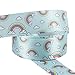 Produktbild laribbons Printed Satin Band, Regenbogen und Wolken blau