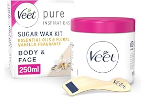 Veet Essential Oils and Floral Vanilla Hot Wax Microwavable Jar, Waxing Kit, 250 ml, multicolor