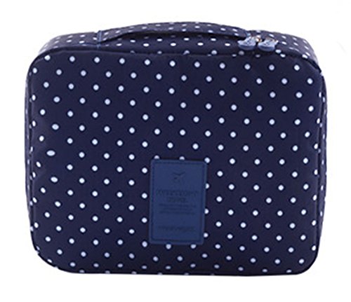 EOZY-Borsa Cosmetici Beauty Case da Viaggio Sacco Impermeabile per Accessori Bagno (Blu con Punti)