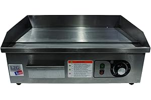 L2G - Plancha Électrique à Snacker - Plaque de Cuisson Inox Lisse - Grill Viande - Résistant - Nettoyage Facile - Surface Cuisson 540 x 300mm