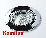 Rostfreies Material, für LED oder Halogen Leuchtmittel geeignet, nicht im Lieferumfang enthalten.