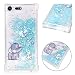 Produktbild Misstars Glitzer Flüssig Hülle für Sony Xperia XZ Premium, Bling Transparent Weich TPU Silikon mit Muster Elefant und Hase Design Backcover Ultra Slim Kratzfeste Stoßfest Schutzhülle