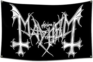 DecrPlus Mayhem Distressed Flag The True Mayhem Black Metal Music Banner 3x5ft (HD Printing, Durable 150D Polyester) Garage Man Cave Tapestry Album Poster,(DP231130-02)