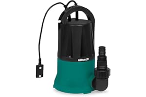 VONROC Pompe Submersible 400W – Aspiration Plate 1 mm – Capteur Auto 4 Positions – 6000 L/h – Idéale Caves, Sous-sols, Piscines – Clapet Anti-Retour & Raccord Inclus