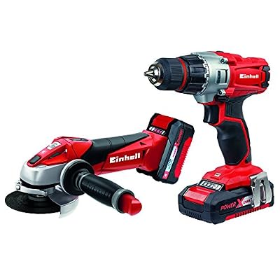 Einhell Machines/Set d'outils TE TK 18 LI POWER X-Change (Meuleuse d'angle, 18 V, Perceuse-visseuse sans fil, batterie Li-ion 1,5 Ah, 3,0 Ah batterie et chargeur inclus)