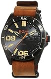 Hugo Boss Orange Herrenarmbanduhr Quartz Analog mit braunem Lederarmband 1513316