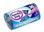 Handy Bag 2 Rouleaux de 20 Sacs Poubelle 30 L, Lien Pratique, Ultra Résistant, Anti-Fuites, 50 x 70 cm, Gris Foncé, Opaque