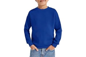 Haloumoning T-shirt à manches longues pour garçon - Col rond - Couleur unie - Pull à manches longues - T-shirt basique