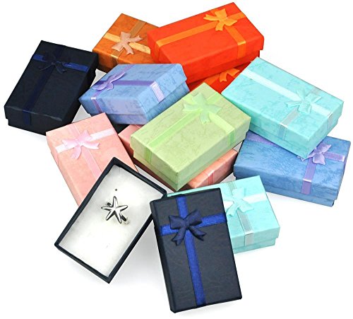 12 x Schmuck Etui für Kette, Ohrring, Ring Schmuckkästchen Geschenkbox -Farbmix - 6