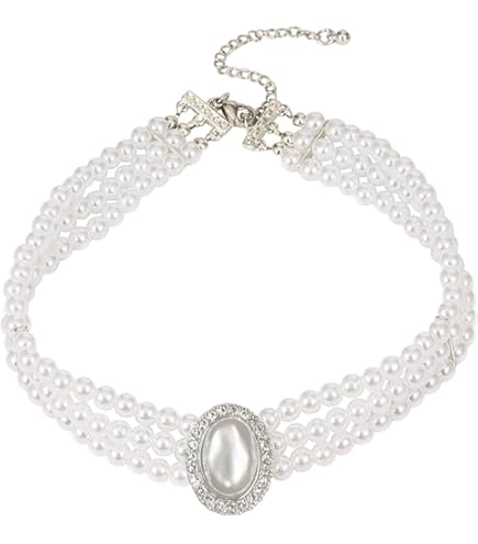 Collana Choker Donna A 3 Giri Con Perle Di Conchiglia E Catena - Gioiello Elegante E Retro Per Serate Speciali, Regalo Per Compleanno, Natale E Festa Della Mamma