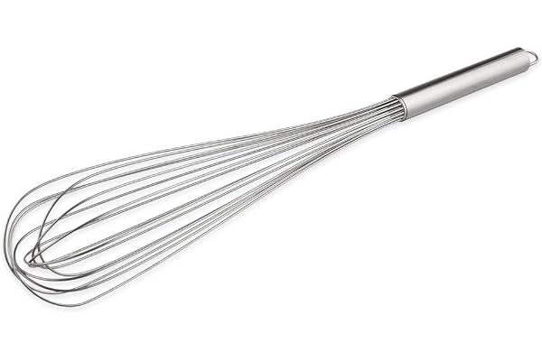 Thermohauser 5000245125 Fouet en acier inoxydable 55 cm de long avec poignée en métal et crochet de suspension 16 boucles en acier inoxydable