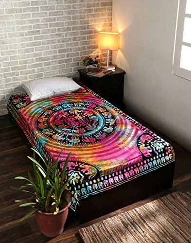 Wandteppich Bunt Mandala Indisch Elefant Tie Dye Tapestry Hippie Deko Boho Tuch Bohemian Wandbehang Von Rajrang - 4