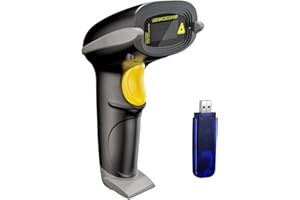 NADAMOO 433Mhz Wireless Barcode Scanner 328 Feet Transmission Distance USB Cordless 1D Laser Automatic Barcode Reader Handhold Bar Code Scanner with USB Receiver for Store, Supermarket, Warehouse