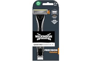Wilkinson Sword Quattro Titanium Precision - Maquinilla de Afeitar Recargable con 4 Hojas de Titanio + 1 Cuchilla de Precisión y Recortadora Eléctrica