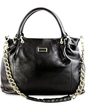 Bovari XL Black Calf Chain Bag Leder Handtasche Schultertasche 45x32x13cm (BxHxT) - schwarz / black / noir