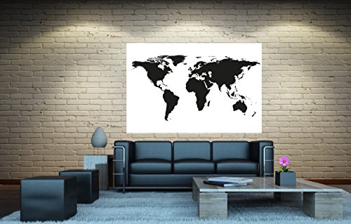 XXL Poster Weltkarte schwarz-weiß Wandbild Dekoration Landkarte Kontinente map of the world Globus Erde Welt Erdkunde| Wandposter Fotoposter Wanddeko Bild Wandgestaltung by GREAT ART (140 x 100 cm) - 4