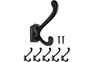 Fuxxer Lot de 5 crochets en fer massif, pour porte-manteaux, serviettes, noirs