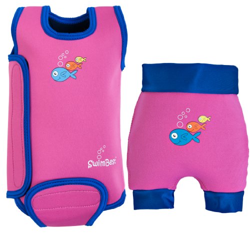 SwimBest Baby Wetsuit & Swim Nappy Set - Pink/Navy - 0-6 mths/2-4 kgs (Birth - 3 months) …