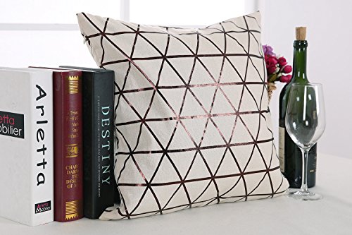 Deconovo Sofakissenbezug uni Kissenbezüge Auto Foliendruck 40×40 cm Dreieck Rotbraun 4er set - 5