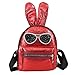 Produktbild OdeJoy Mode Mädchen Leder Schulter Tasche Schüler Kinder Schuletasche Reise Rucksäcke Kind Paillette Hase Ohr Schüler Schrägkreuz Schulter Schulranzen Karikatur Backpack (Rot,1 PC)
