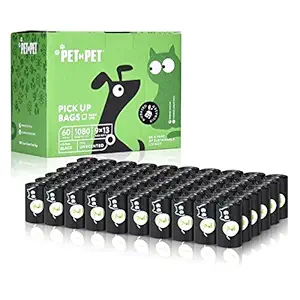 PET N PET Poop Bags 1080 Counts Earth-Friendly Dog Waste Bags Large Black Unscented 60 Rolls (Refill Bags)