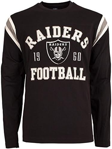 Oakland Raiders NFL Lateral Felt Applique Long Sleeve Jersey T-Shirt - Size Medium