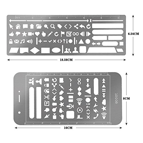 eBoot 4 Stück Edelstahl Zeichnung Malerei Schablonen Skala Vorlage Sets Grafiken Schablonen für Scrapbooking, Karten und Craft Projekte - 2