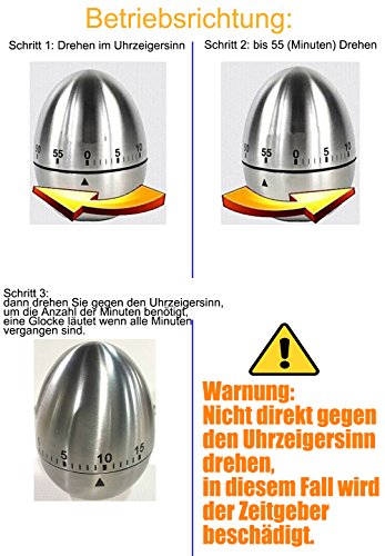 Eieruhr Family Care Zeitmesser Küche Maschinerie Eiförmige Stahl Kurzzeitwecker mit Stoppuhr Rostfreier Kurzzeitmesser - 7