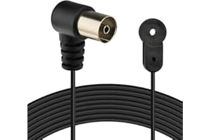 Bingfu Câble Antenne Radio FM Chaine HiFi Interieur 75 ohms Coaxial Fil Antenne avec Adaptateur Femelle TV Compatible avec Tuner Stéréo Maison Denon Onkyo