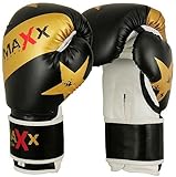 Maxx black gold star boxing gloves Rex leather 8oz - 16oz