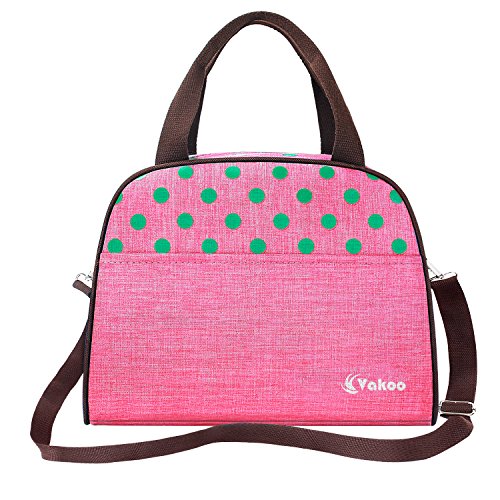 Vakoo Lunch Bag Lunchbox Tasche Cool Kühltasche Picknicktasche Isoliert Thermotasche für Camping, Picknick (Rosa) - 2