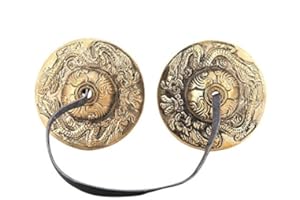 HZTYYIER Campana de meditación tibetana Hecho a mano Budista Símbolo afortunado Meditación en relieve Campana de yoga Campanas Instrumento de percusión(#3)