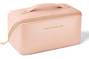 Aucuu Bolsa de Cosméticos de Viaje de Gran Capacidad, Bolsa de Maquillaje de PU, Bolsa de Lavado de Viaje Multifuncional y Portátil de Viaje con Asa y Cremallera, para Viajes, Baño-Rosa Claro