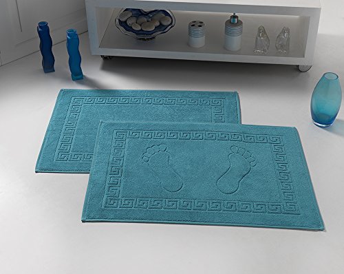 2er-Set Frottee Badvorleger 50×70 cm Türkis - 2