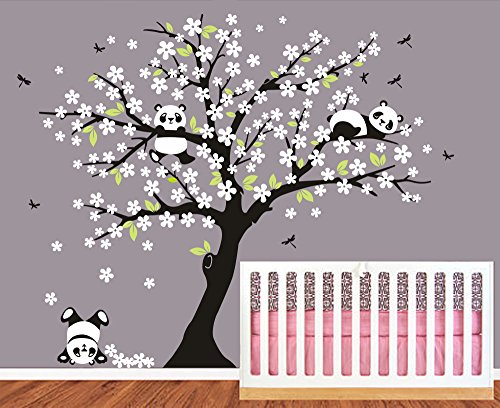BDECOLL-Grand-cinq-grands-arbres-forestiers-avec-des-oiseaux-volants-Arbre-Fond-Autocollants-Stickers-muraux