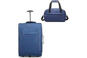 Kono Lekka miękka walizka kabinowa z 2 kółkami, bagaż podręczny, samolot, bagaż podróżny, poliester 600D, granatowy, 2 Pcs Set