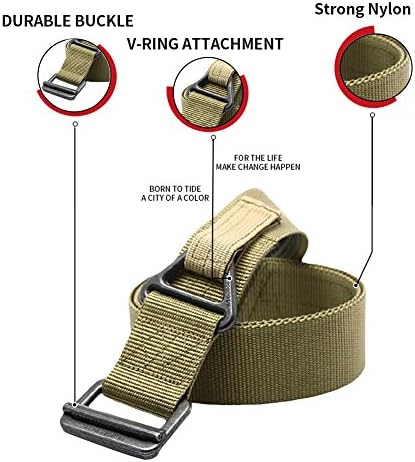 LANGCHEN Men's Nylon Military Style Belts Riggers Tactical Webbing Outdoor Security Combat Belt with Velcro