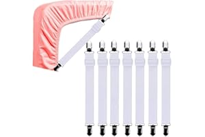 NC Tendeur de draps réglable, 8 pièces Tendeur de draps élastique, tendeur de draps Blanc, tendeur de draps avec Clips métalliques, Planche à Repasser ou canapé Longueur réglable de 34 cm à 100 cm