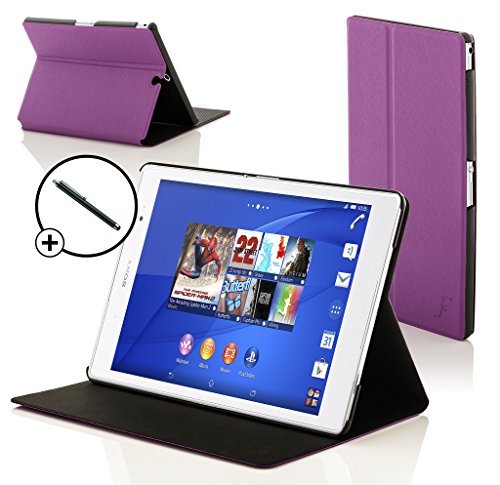 Forefront Cases® Neue Leder Hülle / Tasche / Case / Cover für Sony SGP611 Xperia Z3 Tablet Compact 20,3 cm (8 Zoll) - Rundum-Geräteschutz und intelligente Auto-Sleep-Wake-Funktion mit 3-JAHRES-GARANTIE VON FOREFRONT CASES - inkl. Eingabestift