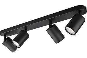 KYOTECH 4 Way LED Ceiling Light Rotatable GU10 Ceiling Spotlights Fitting GU10 Sockets Black Angle Adjustable Lighting for Kitchen Living Room and Bedroom, Bulb not Included
