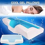 QHDM Mousse À Mémoire De Forme Cool Gel Oreiller Été Ice-Cool Anti-Ronflement Cou Orthopédique Sommeil Oreiller Coussin + Taie d'oreiller pour La Maison Literie