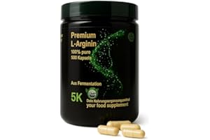 ‎HEALTHY & CARING Premium 500 Kapseln L-Arginin - Hochdosiert, Vegan, frei von Zusatzstoffen, unterstützt Muskelaufbau und Blutzirkulation - BASE -