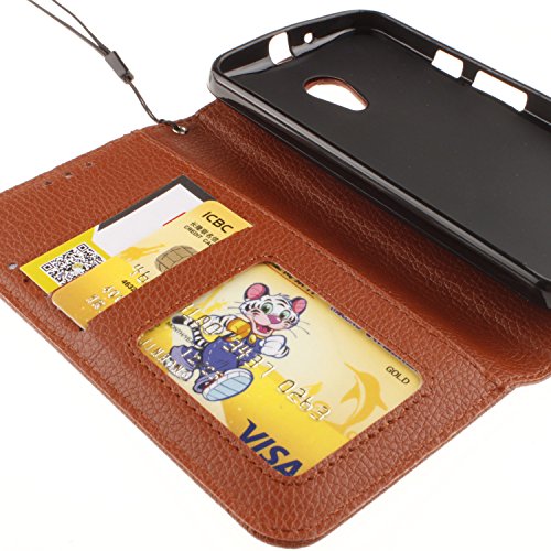 Cozy Hut Motorola Moto G2 Lederhülle,Magnetverschluss Schutzhülle Folio Cover für Motorola Moto G2 Braun Ledertasche im Bookstyle mit Kartenfächer und Standfunktion Hülle Motorola Moto G2 Handy taschen Classic Series Leder Schale [Built-in Card Slots] Brieftasche Etui Schutz Flip Leather Case – Braun - 6