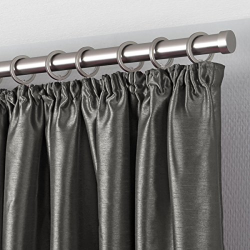 Gräfenstayn Latika Thermogardinen / Verdunklungsgardinen ca. 140 x 245 cm mit Universal-Kräuselband blickdicht und lärmmindernd Gardine Vorhang (Grau) - 2