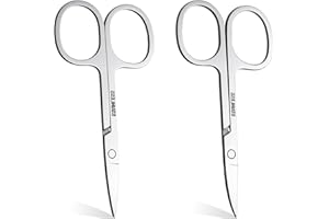 XTHROTSENK 2 Stück Kleine Schere Gesichtspflegeschere Edelstahl Augenbrauenschere Gebogene und Gerade kleine Hautschere Bartschere Nagelscheren Kosmetikschere für Augenbraue Wimpern Schnurrbart Nagel (8,5 cm)