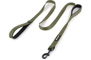 Plutus Pet Double Handle Dog Lead 1.8m, Heavy Duty, Reflective Dual Handle Dog Lead for Safety Training, for Medium Large Dogs,2 Handle Leads(Ranger Green)