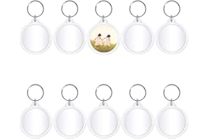 Supkeyer 10Pcs Round DIY Blank Clear Acrylic Keyring Make Your Own Photo Keychain Personalized Gift