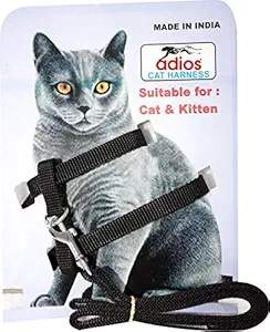 ADIOS Cat Rabbit and Small Pet Nylon Strap Collar with Adjustable Walking Harness Leash